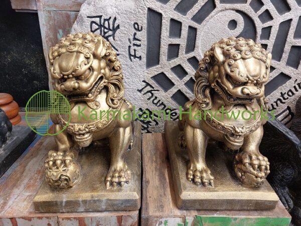 Chinese Temple Lion Gold 35 cm.