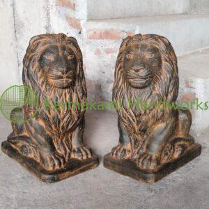 Sitting lion 38 cm. SET / Rust