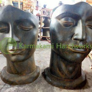 Face Woman and Man 126 cm. / Rust