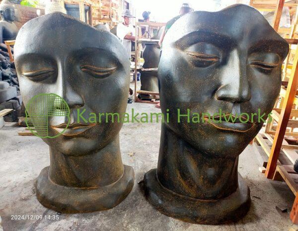 Face Woman and Man 126 cm. / Rust